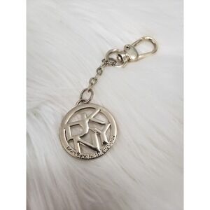 DKNY Donna Karan New York Gold‎ Tone Logo Key Ring Bag Charm  Clip y2k